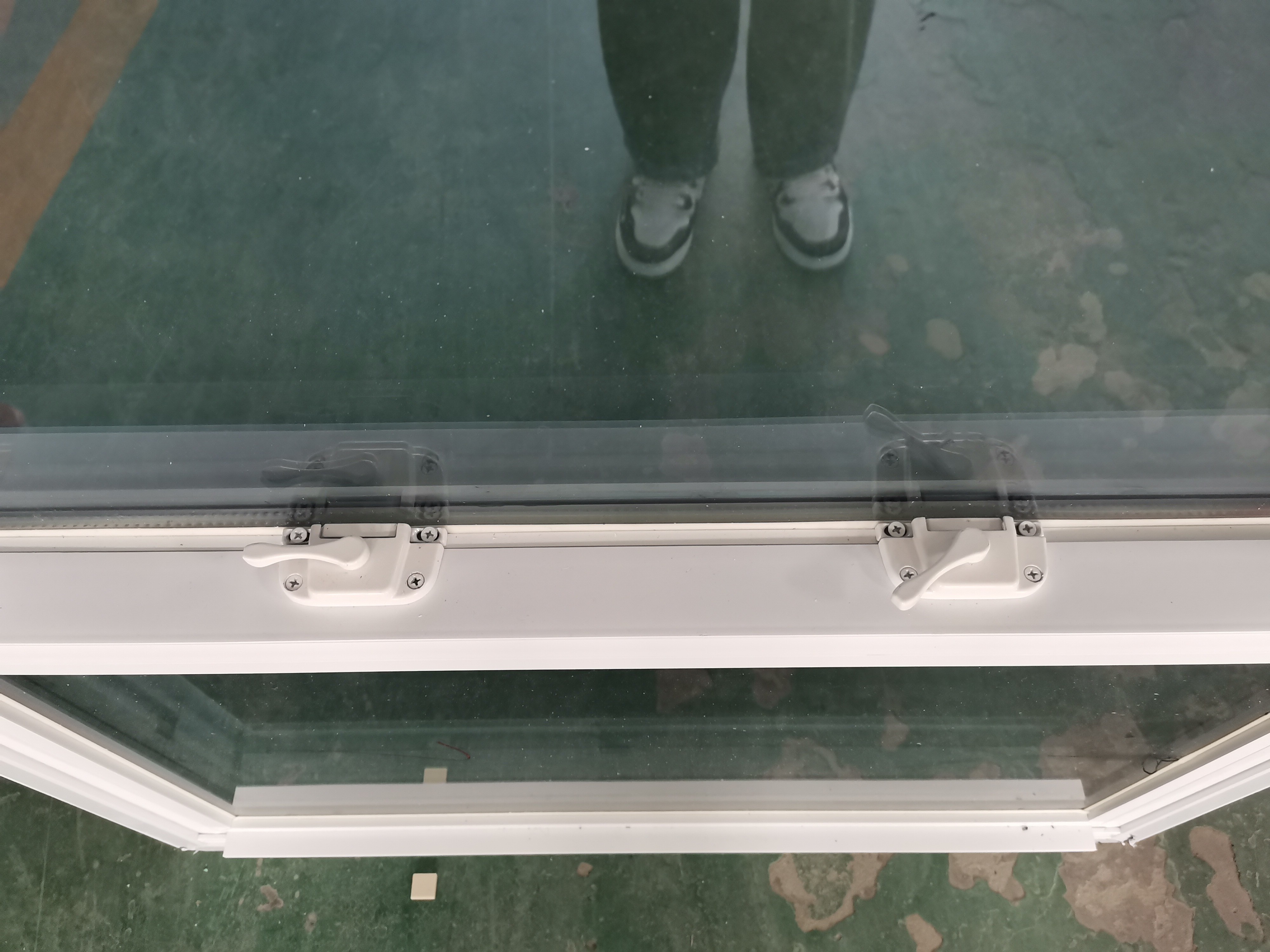 White UPVC Double Hung Window Grill Design With Insect Screen