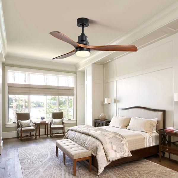 220VDC 65W 3 Wooden Blades Modern Living Room Air Cooling Fan With Light Feel