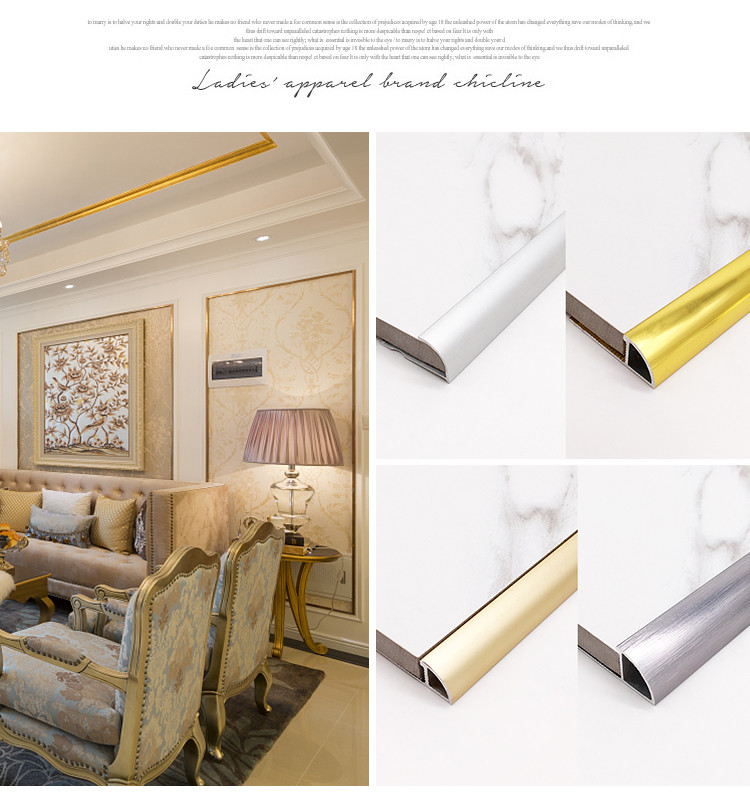 Round Shape Aluminum Floor Edge Trim Anodized Edge Ceramic Trim Line