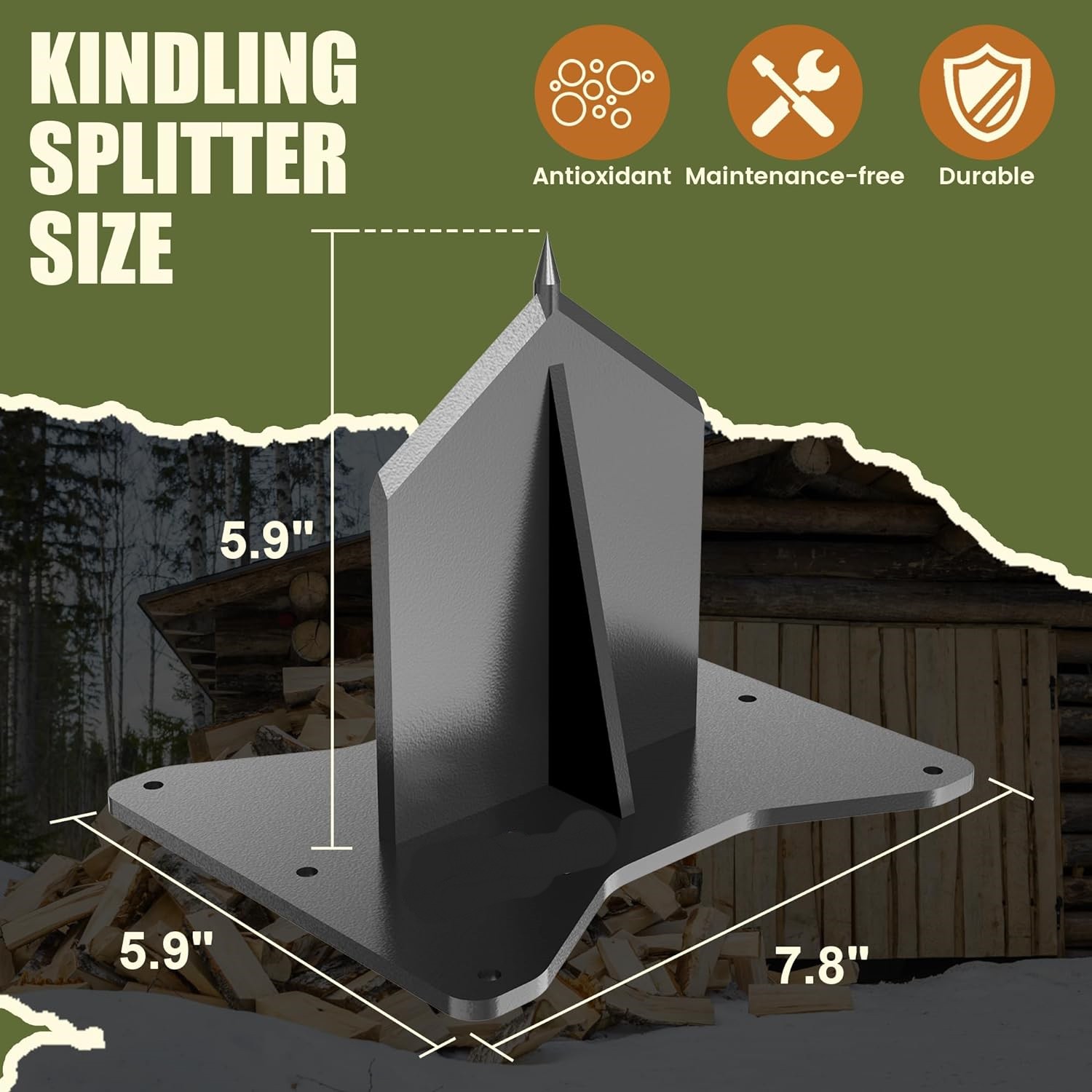 High Strength Structural Steel Firewood Splitter in White Lightweight and for Kindling