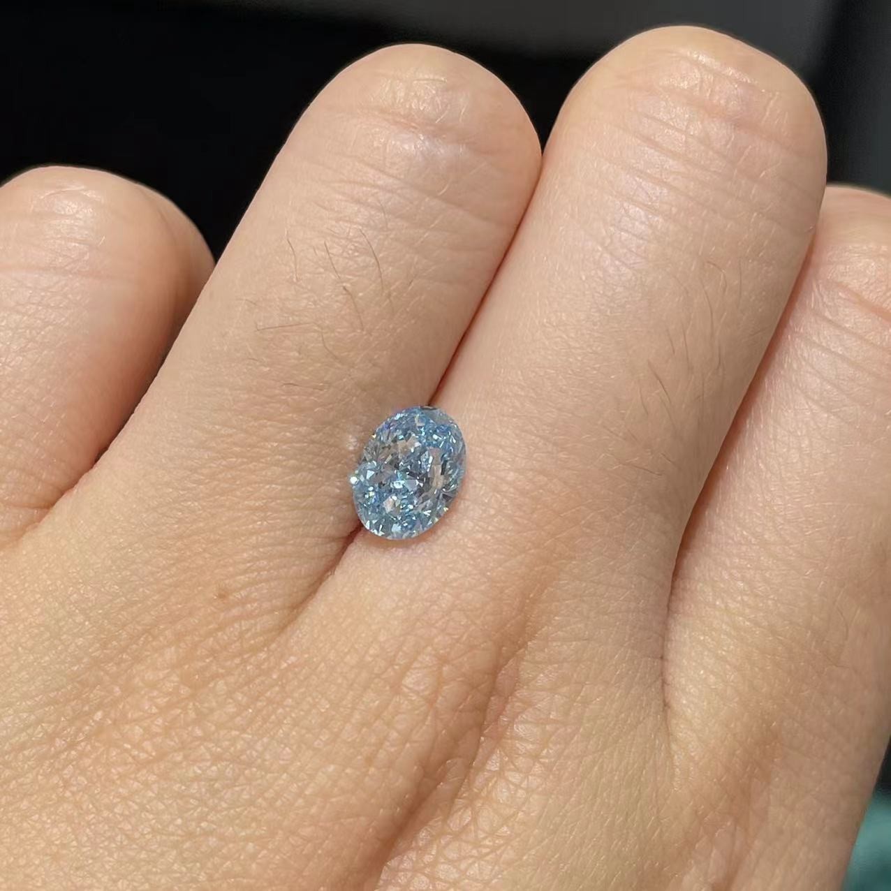 ZKZ Diamonds 1 Carat Size Oval Loose Lab Grown Blue Diamonds VVS2