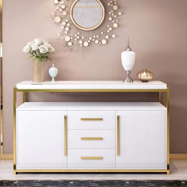 Quality Modern Marble Sideboard Cabinet Stainless Steel Paint Customization for sale