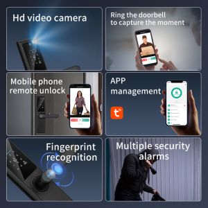S821max Camera Smart Lock with Tuya App Remote Contorl Fingerprint Card Code Key