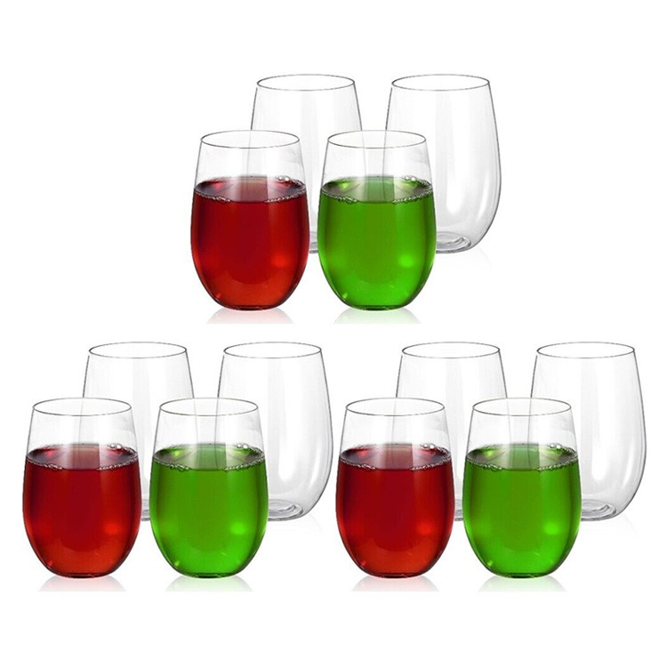 Shatterproof Plastic Stemless Wine Glasses 12Oz Dishwasher Safe
