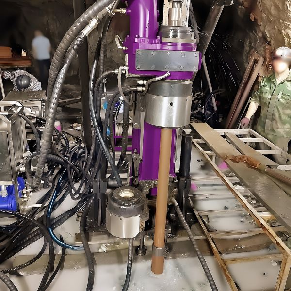 Underground tunnel drilling rig setup