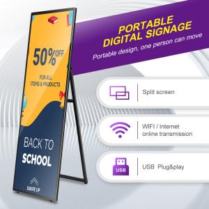 A Type Potable Digital Signage With 4K HD Resolution Foldable Design Easy