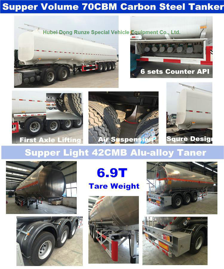 4 Axle 60K Liter Diesel Tank Semi Trailer With First Axle Lifting Aire Bag Spring