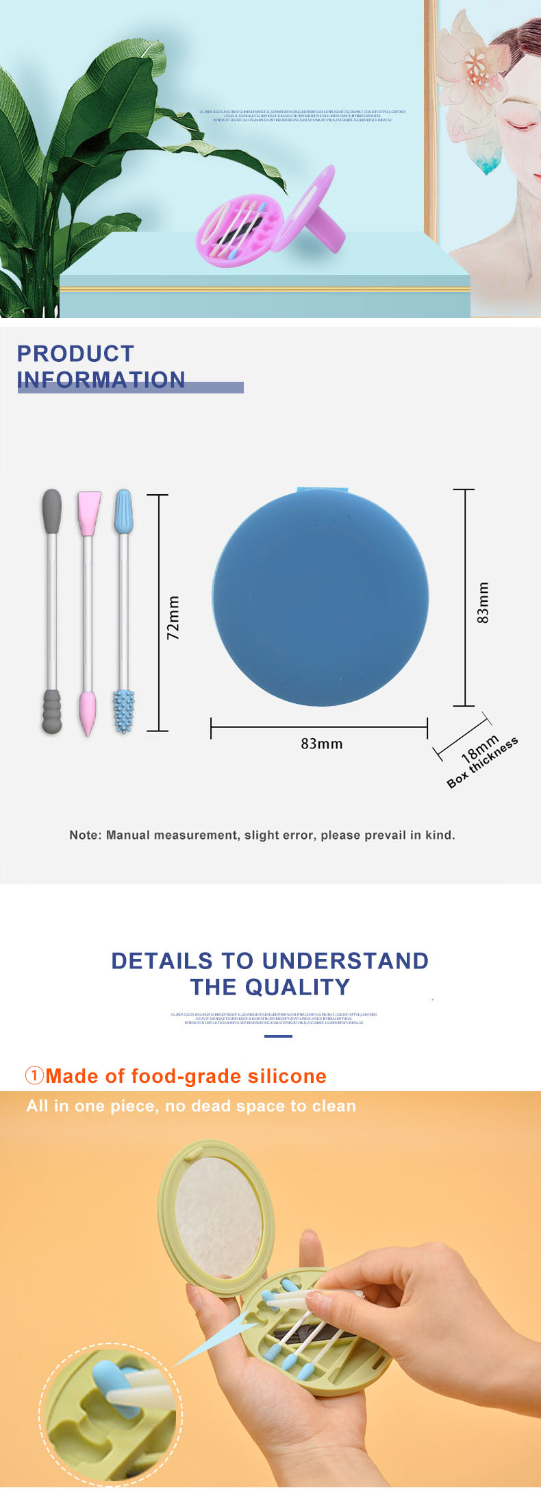 90g Silicone Houseware Silicone Cotton Swab Collection Box Set