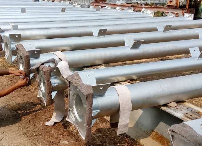Hydraulic Press Stamping Tubular Steel Tower , ASTM Steel Transmission Tower