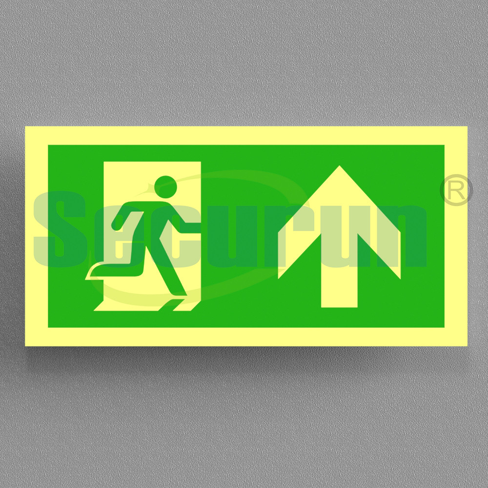 UV Printing Photoluminescent Safety Exit Sign Running Man rectangle for Hospital