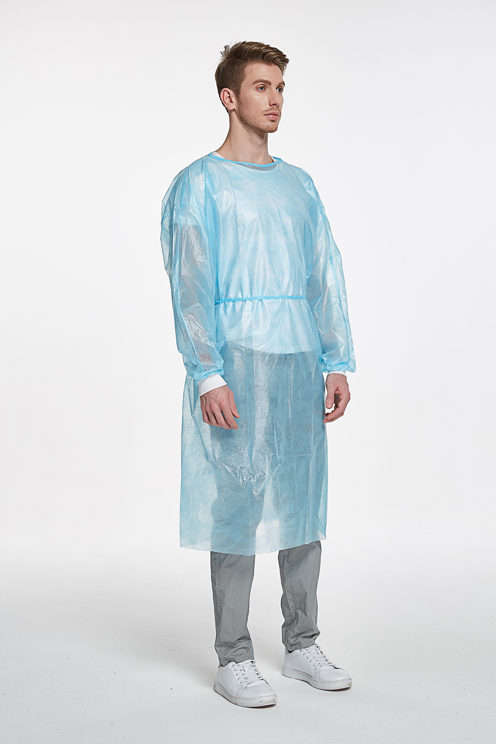 Disposable Isolation gown PP PE SMS CPE Material Level 1 2 3 Medical Surgical Gowns with Knitted Cuffs