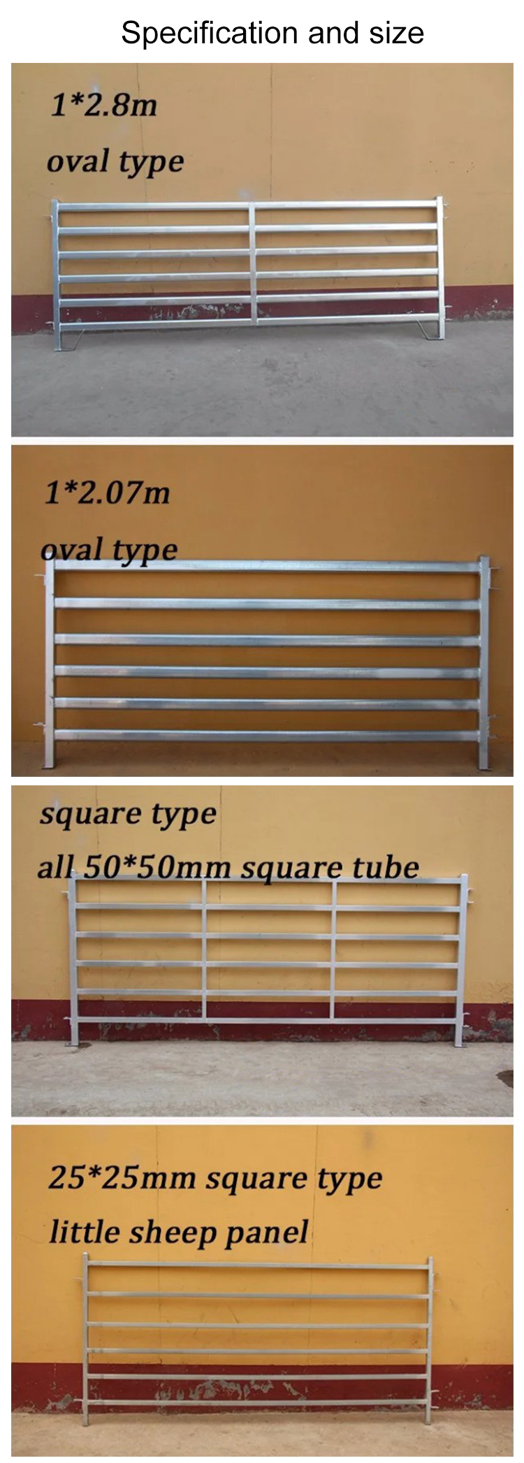 Portable Heavy Duty Galvanized Cattle Yard Horse Fence Panel livestock panels