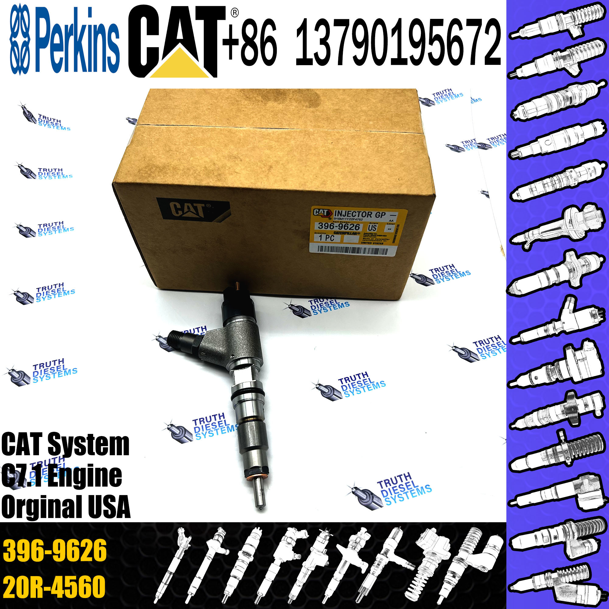 High Quality New Fuel Injector 0445120371 0445120382 396-9626 for Cat Engine C7 Excavator 320D2
