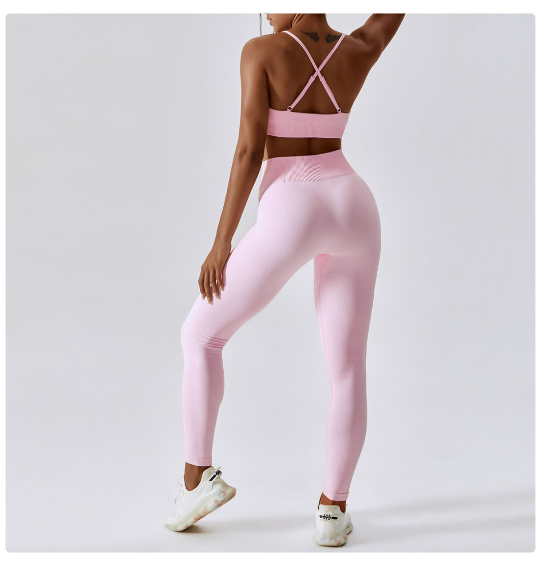 Women Sport Seamless Leggings Gym Fitness 2PCS Sportswear Workout Clothing Plus Size Yoga Sets Active Wear