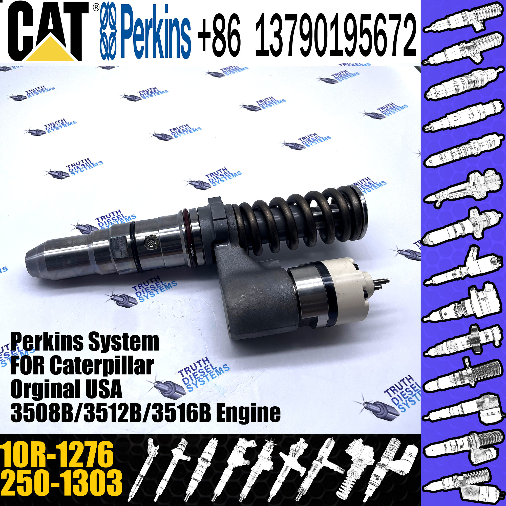 250-1303 High Quality Generic Remanufactured fuel injector 250-1303 2501303 10R-1276 for engine 994D Common rail Injecto