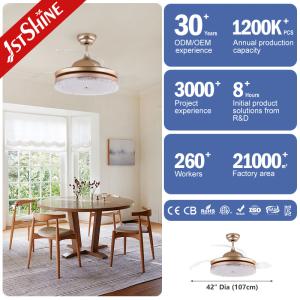 Invisible Acrylic Lampshade Foldable Ceiling Fan With Dimmable Light