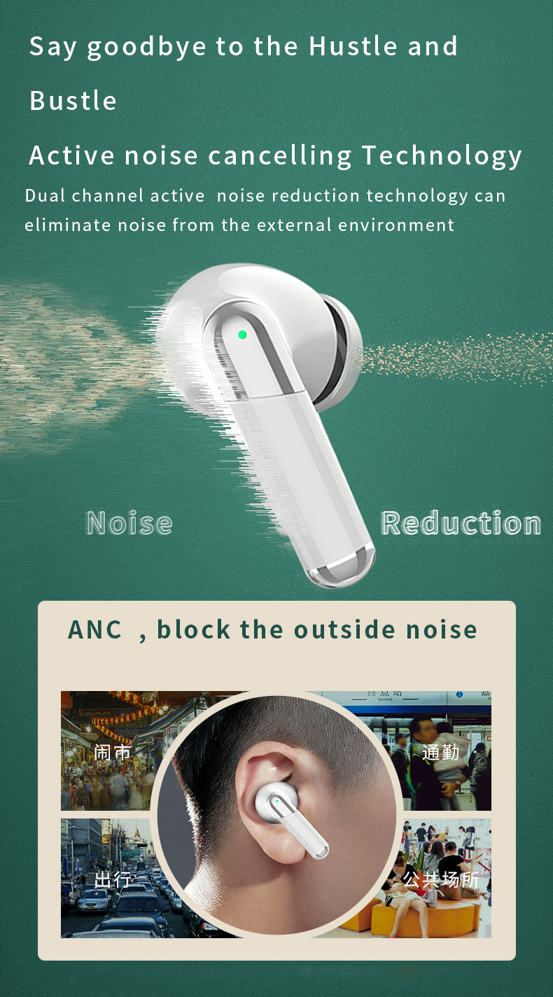 Digital Display TWS Headset with JLAC7003 Chipset and Active Noise Cancellation ANC