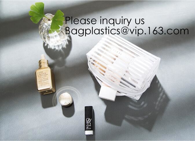 Clear Zipper Pouch with Strap Makeup Bag PVC Cosmetic Pouch,Printing Clear Zip lockk Cosmetic PVC Pouch, bagease, bagplast