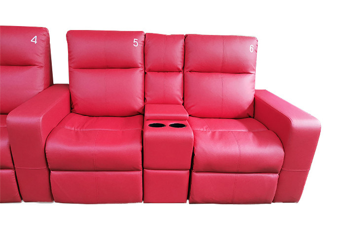 5 Seat Leather Cinema Lounge Seating With Reclining Chairs