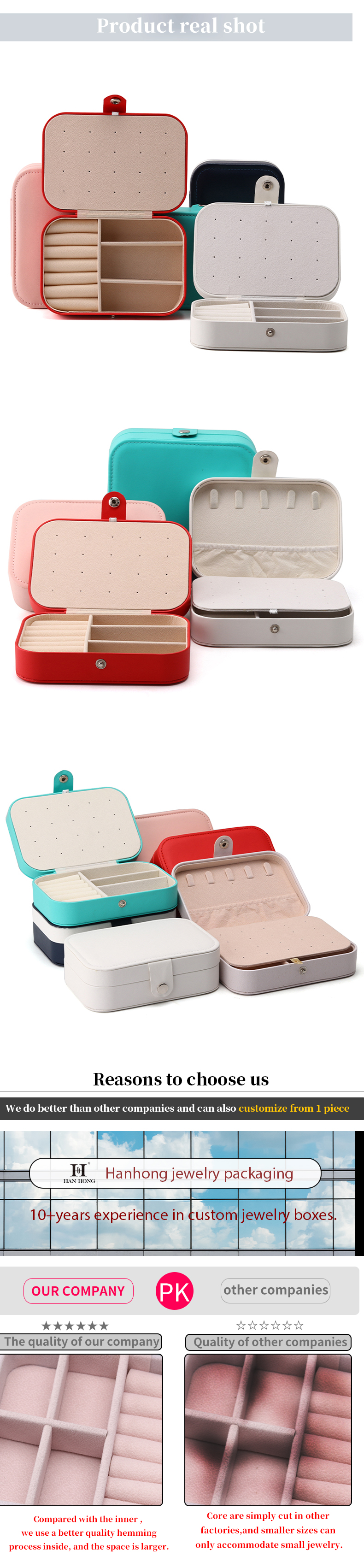 Newest Style Customized Hanhong Jewelry Packaging Box for Stud Earrings Necklace Ring