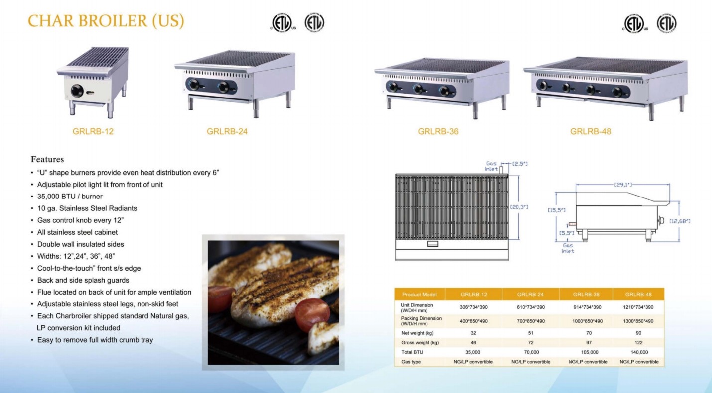 Stainless Steel Powerful Commercial Charbroiler Grill For Restaurant