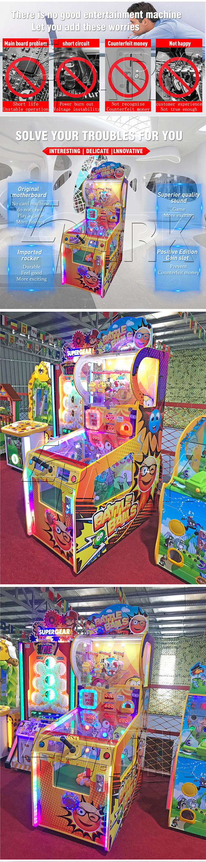 Ticket Redemption Games Battle Balls coin operated arcade kids classic game machine carnival themed