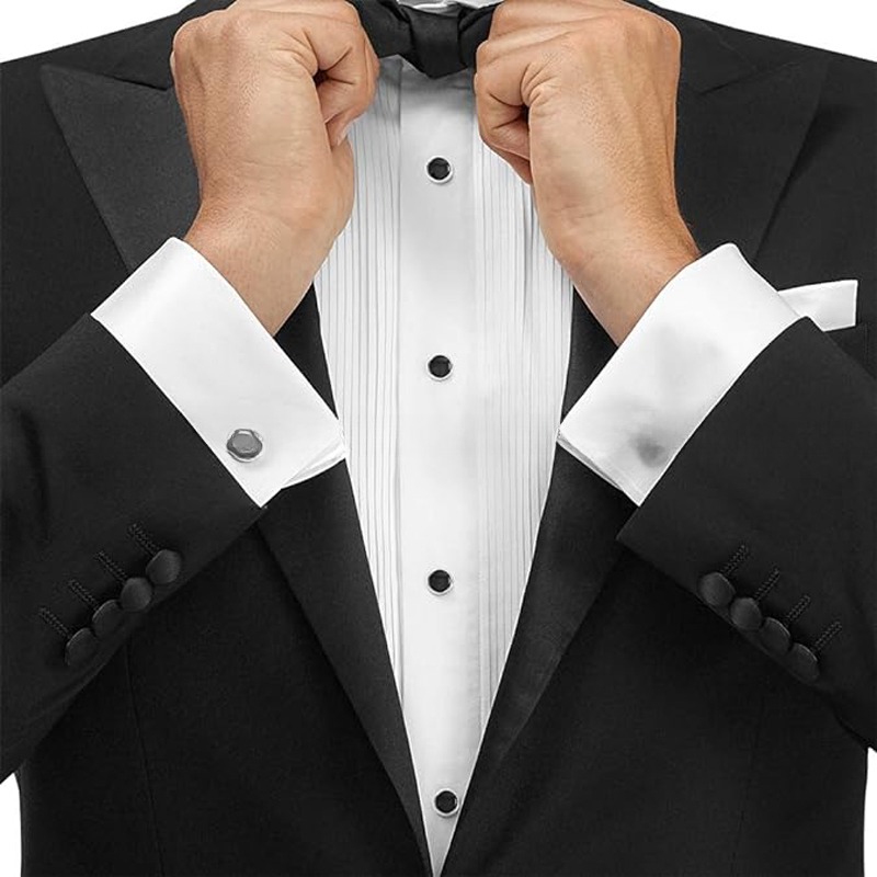 Brass Mens Cufflinks And Studs Set For Tuxedo Formal Kit Business Wedding Shirt