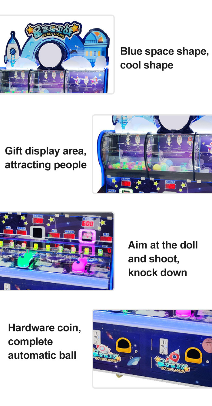 Arcade Shooting Ball Ticket Redemption Game Machine 3 Players Coin Operated
