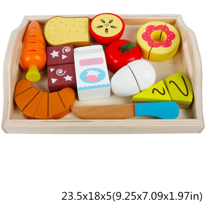 Education 9.25in Wooden Fruit And Veg Toys Magnetic Fruit Cutting