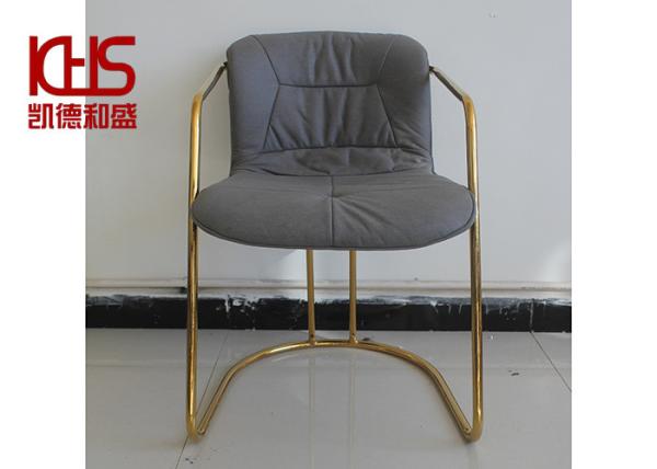 Waterproof Stain Proof Armrest Dining Chair Dark Grey Velvet Chair With Gold