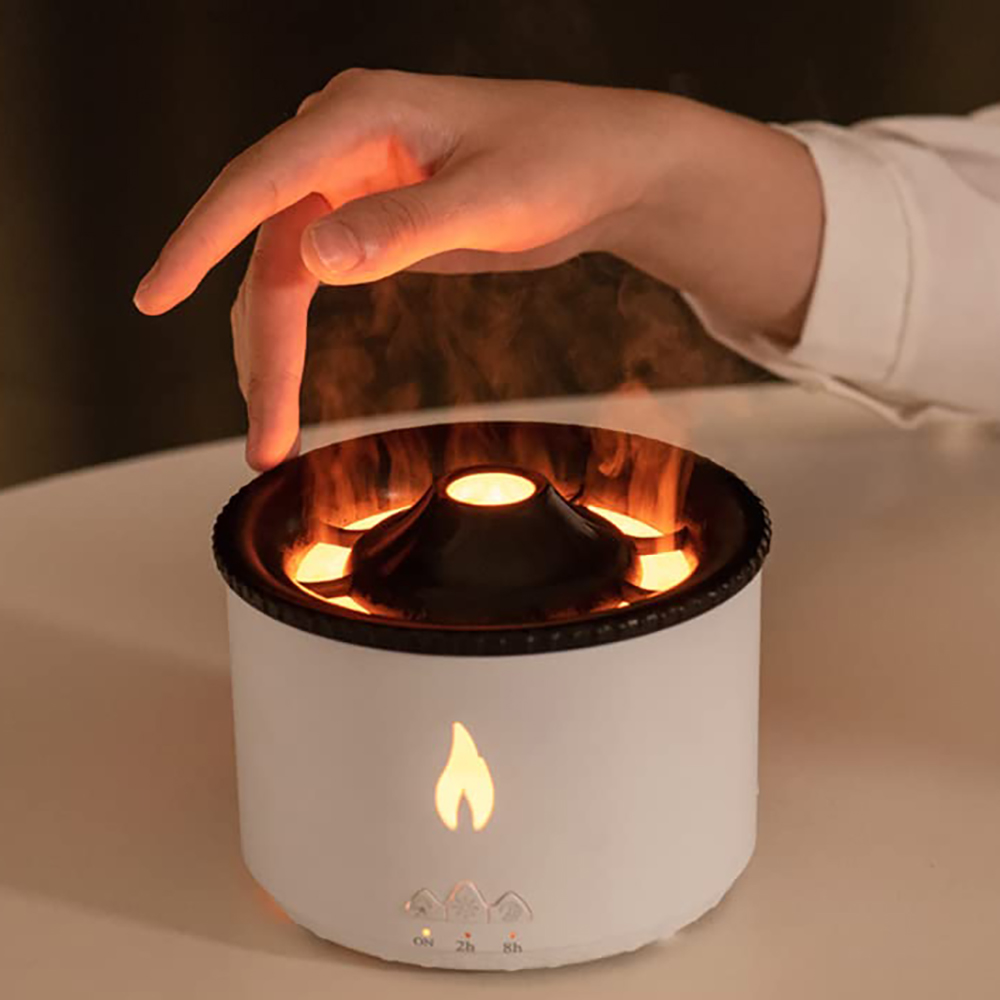 Flame LED Light 350ml Volcano Humidifier with Style Flame Aroma Diffuser and Night Lamp