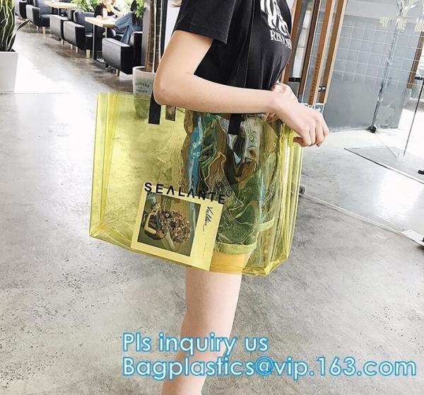 Personalized PVC Women Clear Shoulder Bag, PVC tote bags double shoulder hand
