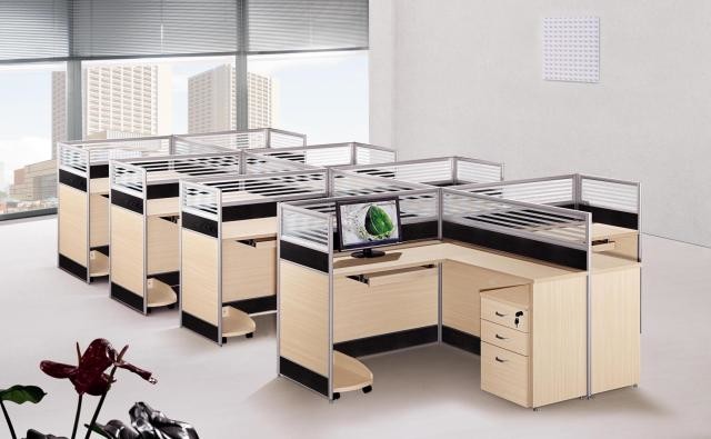 Full High Office Furniture Partitions / L & T Shaped Office Workstation Table