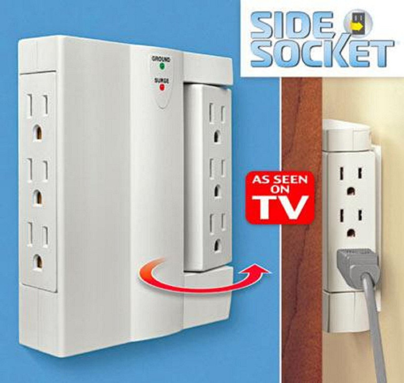 Multifunction Side Swivel Socket , ABS Copper Space Saving Wall Power Strip