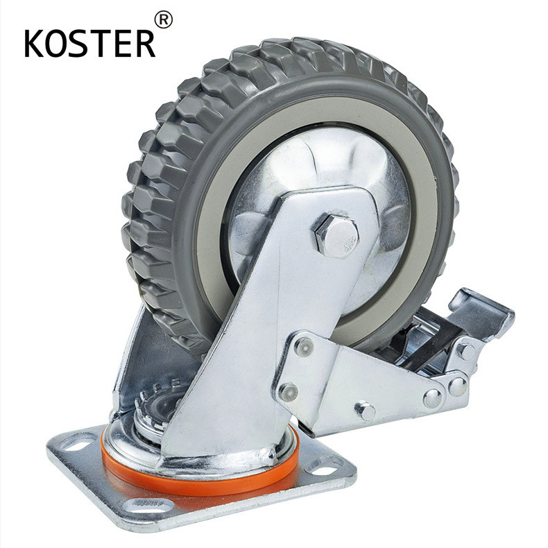  4inch 5inch 6inch 8inch 350kg Heavy Duty Grey Rubber Free Castor Wheel Thickness 50mm Manufactures