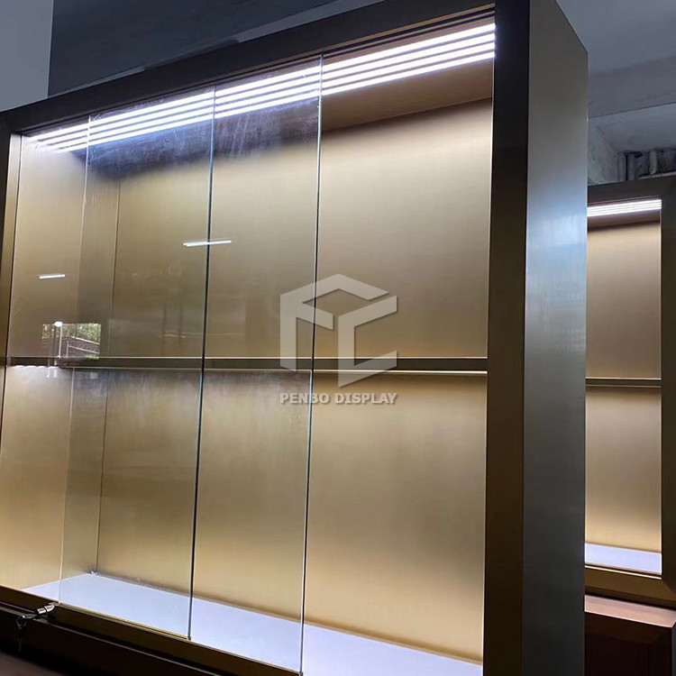 Tempered Glass Jewelry Shop Furniture Electroplated Brushed