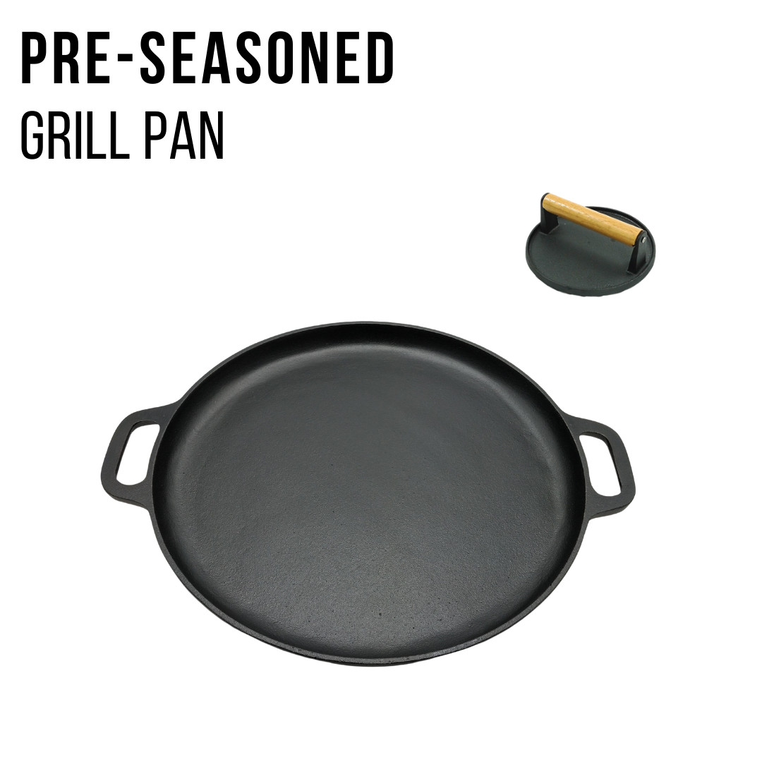 OEM ODM Cast Iron Frying Pre Seasoned Pan Grill Pan Set BSCI
