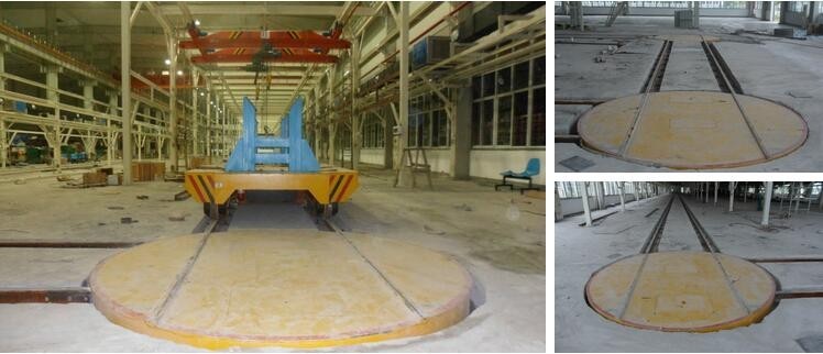 Yellow Industrial Electric Turntable , Q235 Automated Material Handling System