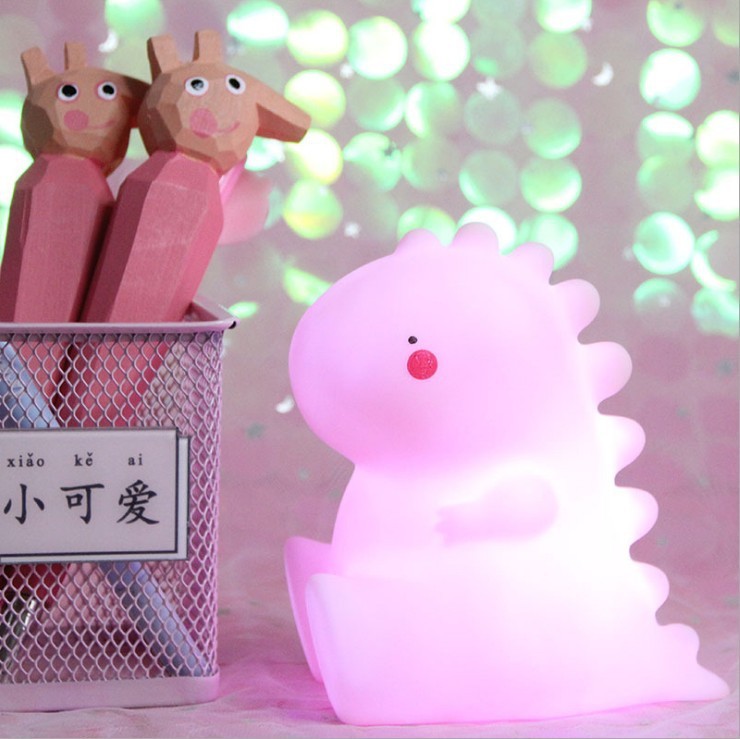 16 Color Changing Silicone Dinosaur Night Light Animal Silicone Night Lamp USB Rechargeable Touch Control Besides Lamp