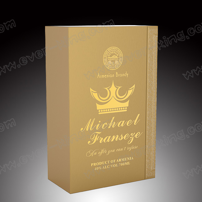Custom Matt Gold Printed Logo Wine Gift Drawer Box For Brandy Whisky Packaging