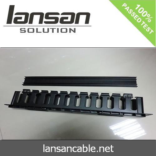 Black 19 Inch Horizontal Cable Management High Density 1U Plastic Cable