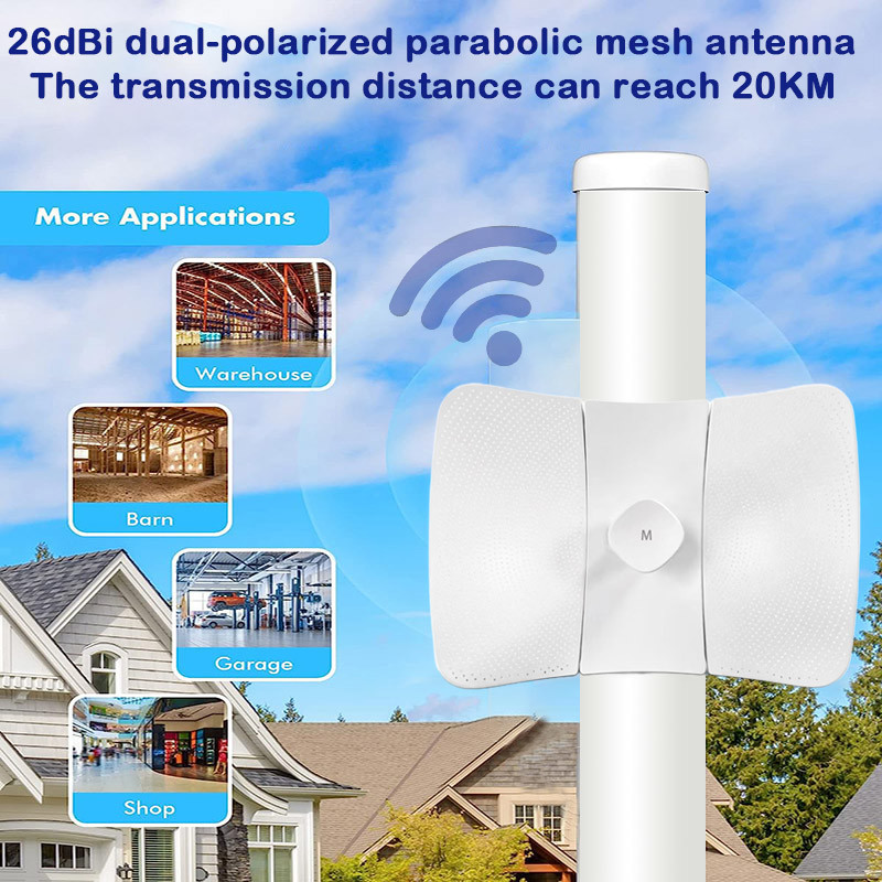 20KM Long Distance Wireless Bridge 5.8G 300Mbps Point To Point High Power Wifi Bridge