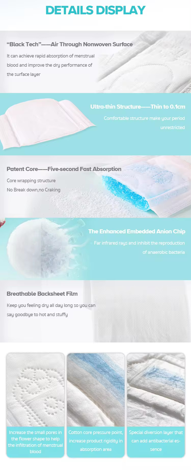 Free Samples Sanitary Pads Disposable Cotton Panty Liners For Women Menstrual Period
