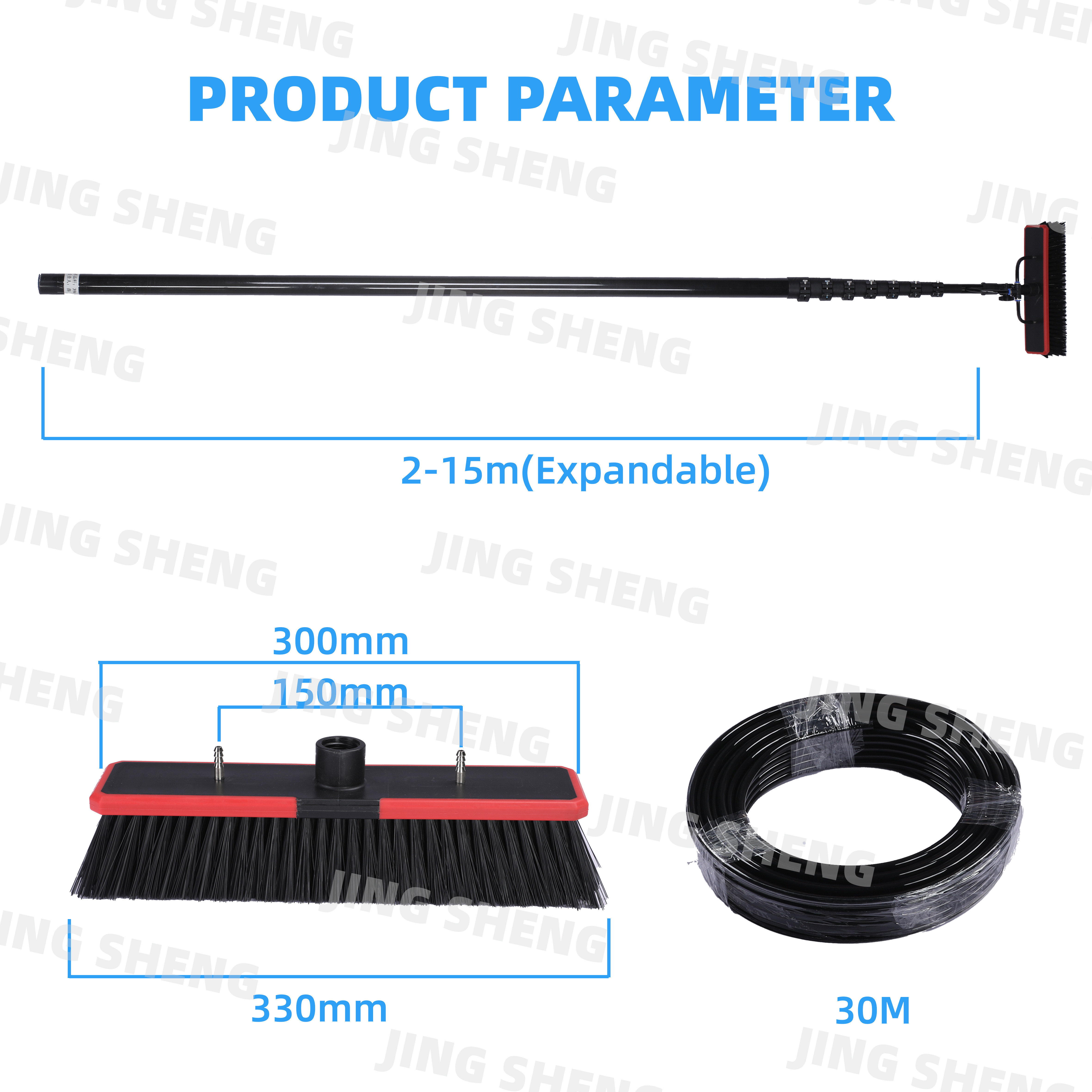 33ft Carbon Fiber Water Fed Pole For High-rise Windows Easy To Use ODM