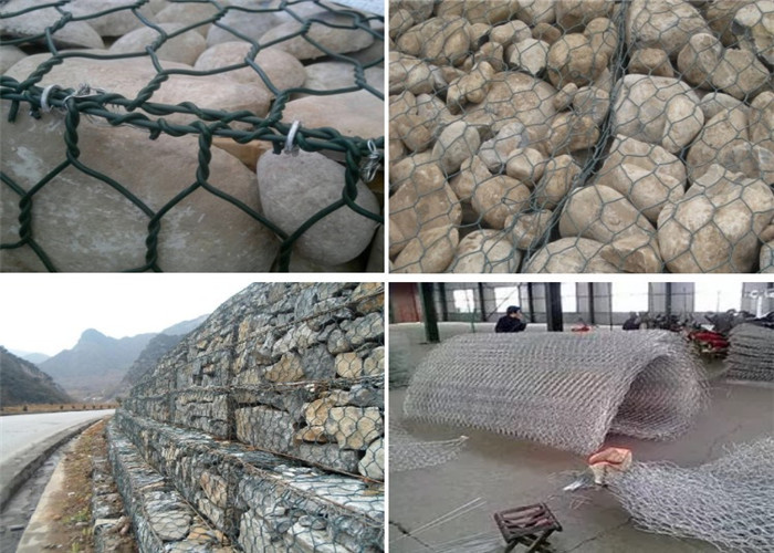 Hexagonal Hole Gabion Wall Wire Mesh Hot Dipped Galvanized / PVC Coated