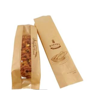 Kraft Bakery Plastic Bread Bags With Window Recyclable Customized