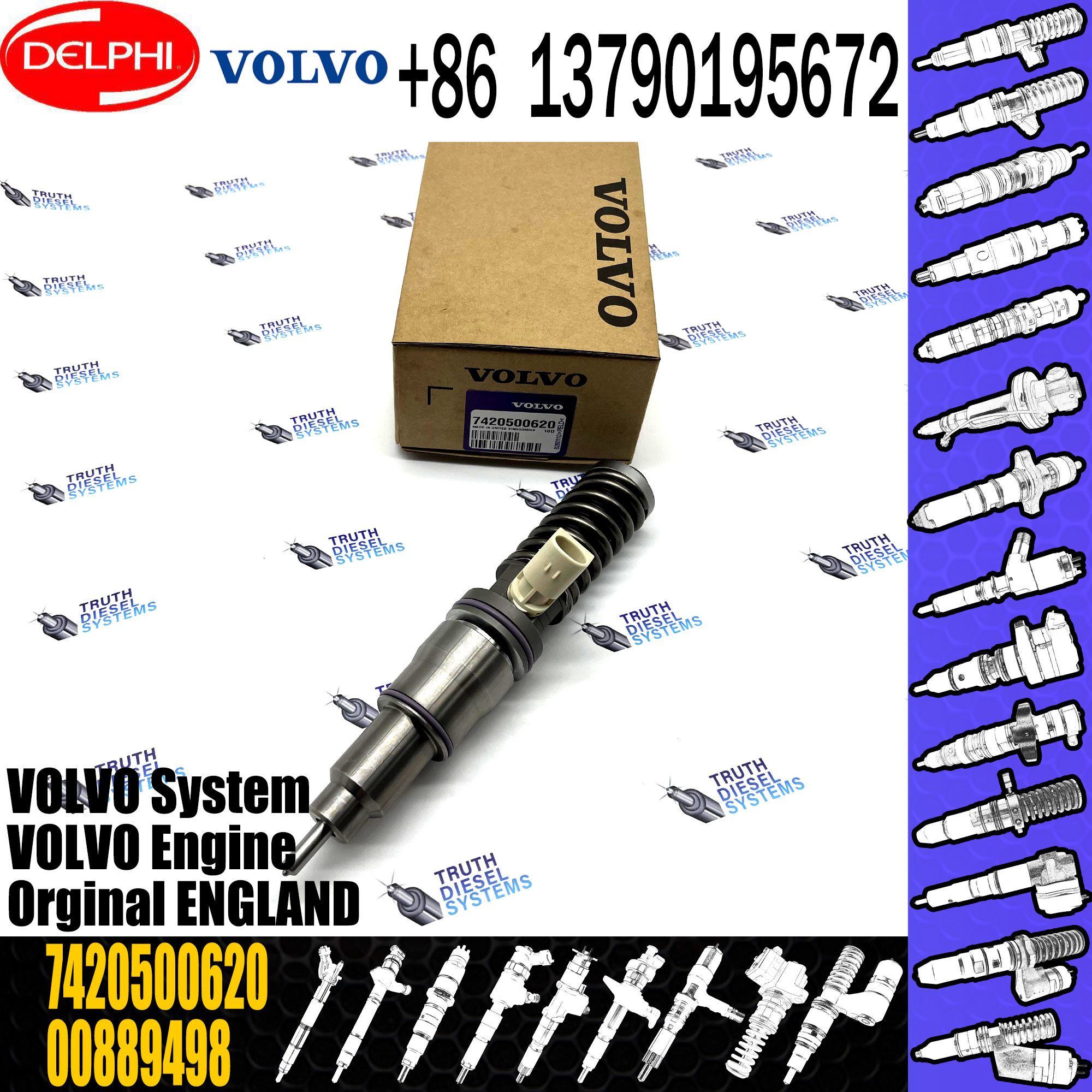 2 Pins Diesel Fuel Injector 7420500620 Fuel Injection Nozzle BEBE4C02001 BEBE4C14001 For VOL 9.0 LITRE TRUCK