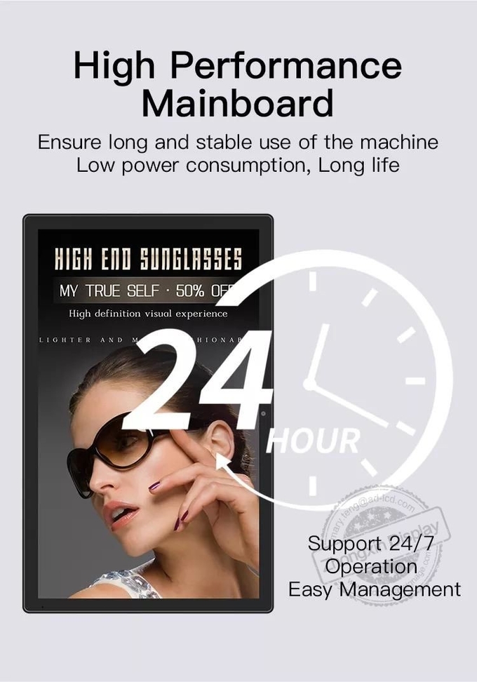 2GB RAM Wall Mounted Digital Signage With Autoplay Video Music Picture
