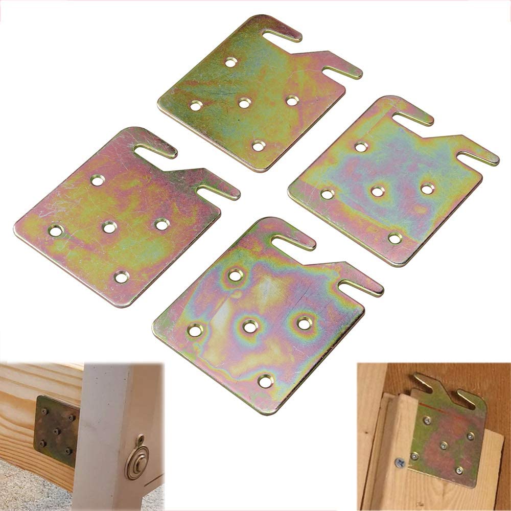 Shelf Bracket Headboard Footboard Frame Adapter Kit for Wood Bed Rail Hook Plates