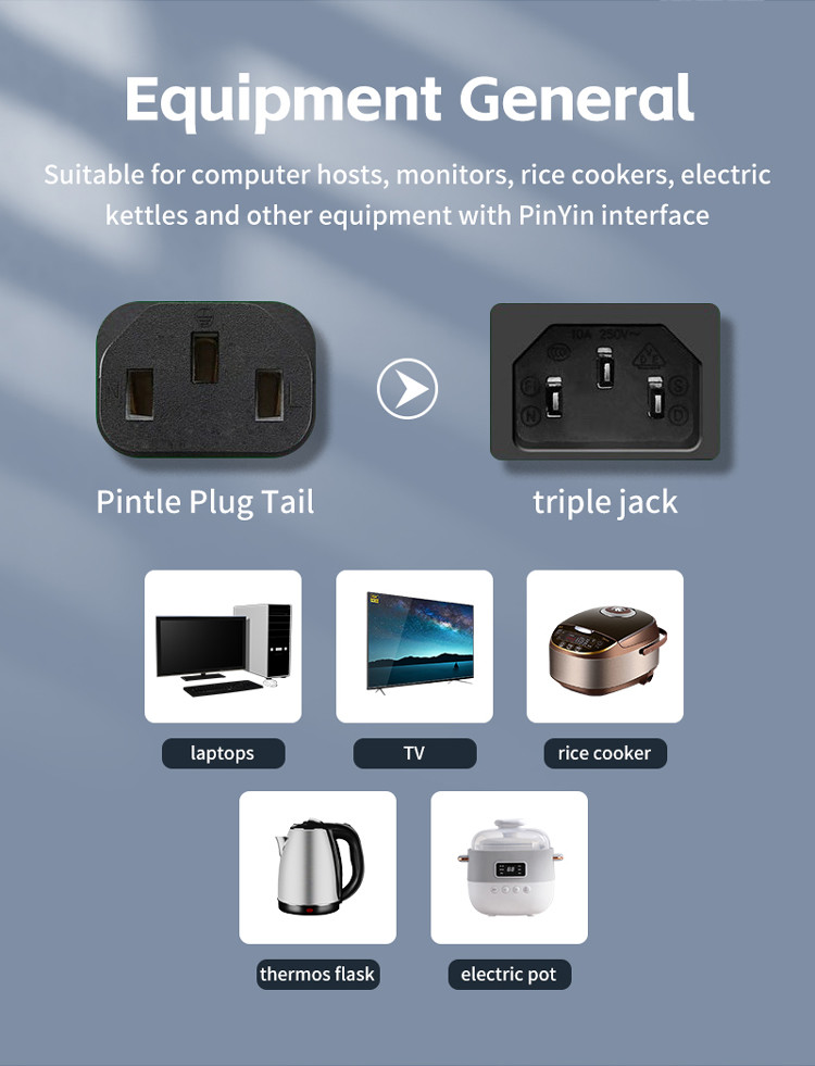 1.5M India Power Electric Plug With Power Cord South Africa 3 Pin Power Cable For Computer And Laptop